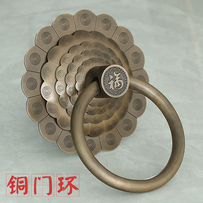 极速中式仿古大门拉手门环纯铜复古门把手铜拉环老式木门拉手铜配
