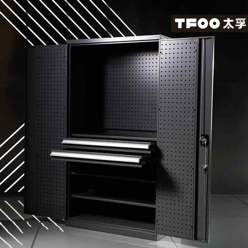 现货速发太孚 带挂板五金重型工具柜 可调节层板纯钢柜子 双门工