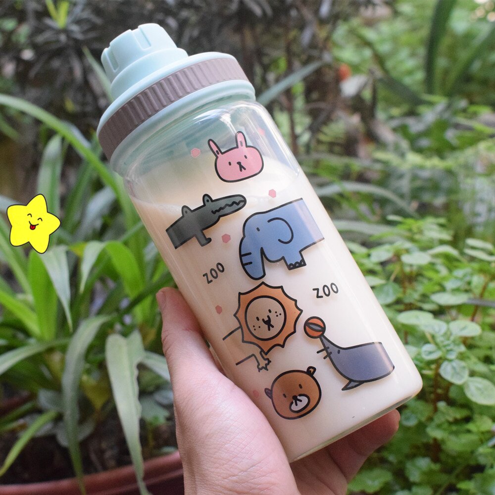 现货速发吸管杯少心玻璃杯学生创意可爱饮料可携式韩版牛奶水杯子