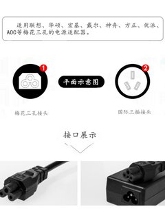 直销VIEWSONIC优派VS16365液晶显示器电源线梅花三孔插头线AC100-