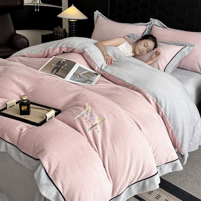 A类牛奶绒四件套防静电加厚加密