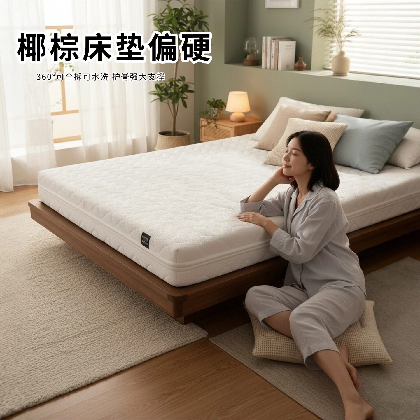 菲欧宫床垫偏硬椰棕黄麻S型老人儿童护腰脊全拆0甲醛0胶水榻榻米