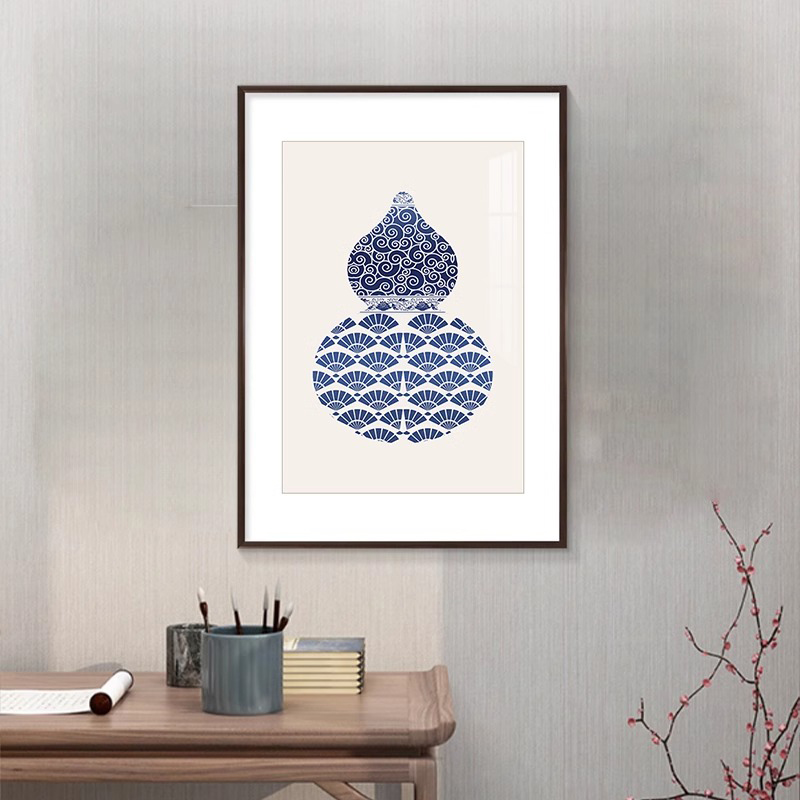 青花瓷葫芦福禄新中式禅意挂画客厅卧室寓意好国风高级感装饰画图片
