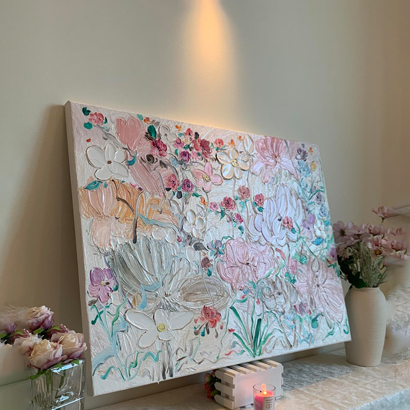 《粉蕊逸香》法式奶油风客厅装饰画艺术花卉沙发背景壁画玄关挂画