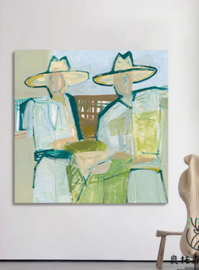 波洛克人物卧室挂画意式极简风玄关装饰画客厅抽象艺术肌理感壁画