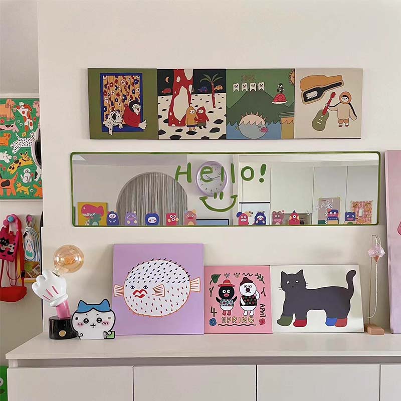 奶油风ins儿童房方形艺术装饰画温馨北欧客厅玄关幼儿园可爱挂画图片