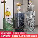 高檔客廳玄關(guān)落地巖板立柱裝 飾展示架大理石工藝品擺件底座增高臺