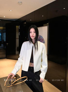 SS for me 清冷老钱 立领双拉链短外套女宽松设计感机车夹克上衣