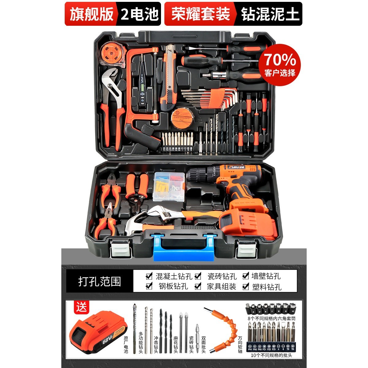 工具箱套装小螺丝刀螺丝批组套多功能五金电工维修工具家用电起子