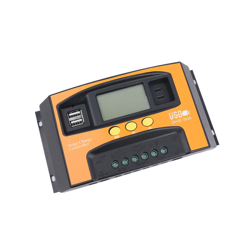 带双USB-C接口太阳能控制器12V24V30A40A50A60A光伏充电控制器LCD