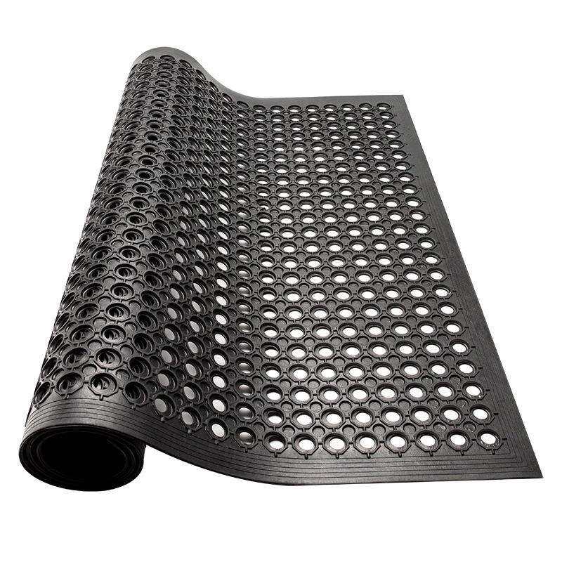 防油防水地垫餐厅饭店酒店耐磨地板垫拼接门垫厨房黑色橡胶防滑垫