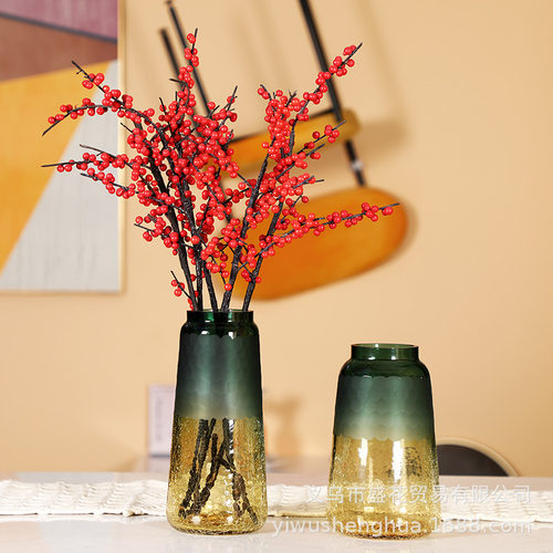 现代轻奢简约艺术玻璃水养花瓶插花摆件假花干花仿真花高级感摆件