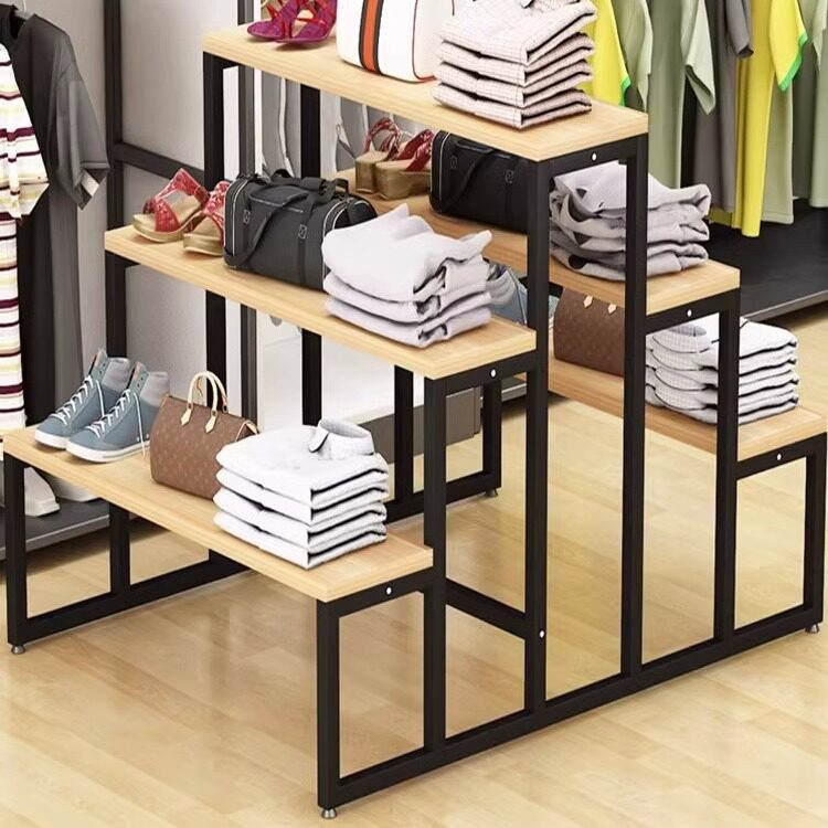 服装店阶梯式展示架流水台鞋包中岛高低置物架花店多层花架陈列柜