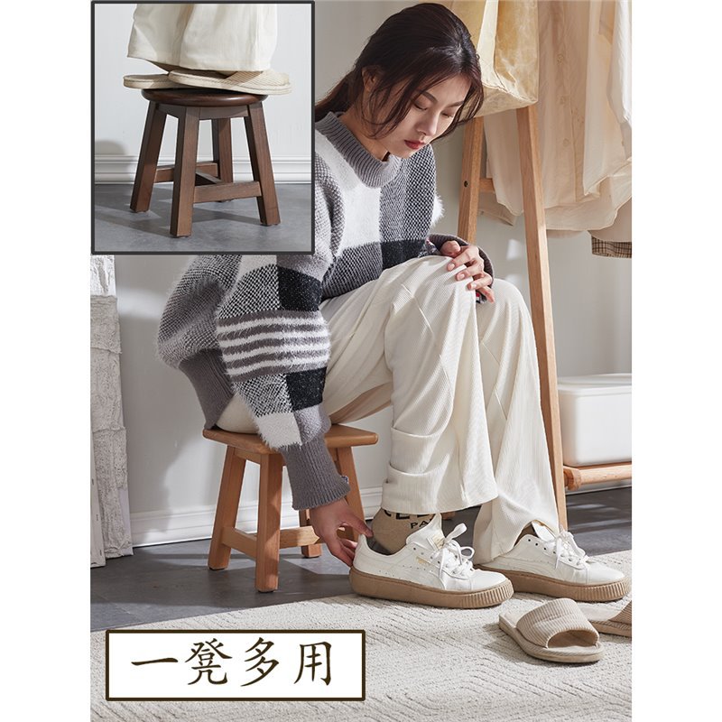 家用榉木小凳子多功能换鞋凳客厅小方凳儿童大人圆凳垫脚凳矮凳