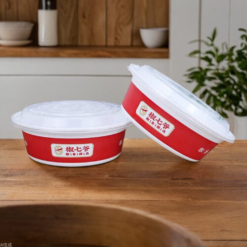 保利金1010ml美式一次性碗盖打包外卖碗带盖圆餐具食品级便当
