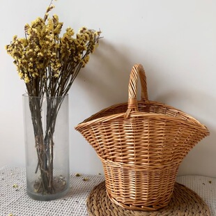 藤编花篮手工编织加粗篮子园艺家具花店杂货店水果收纳篮柳条篮