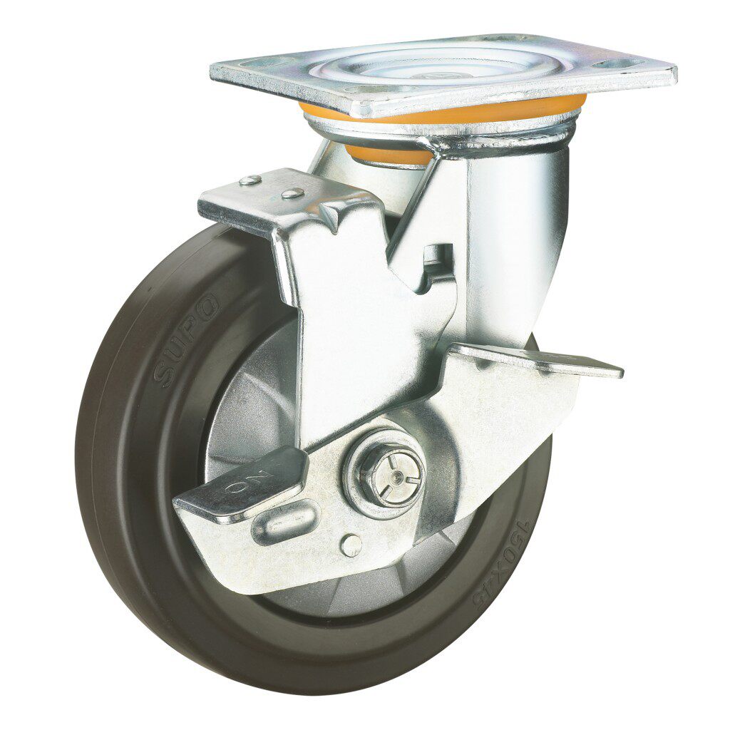 6寸万向承重型橡胶静音带边刹车SUPO/向荣脚轮Z07S-01C-150-522