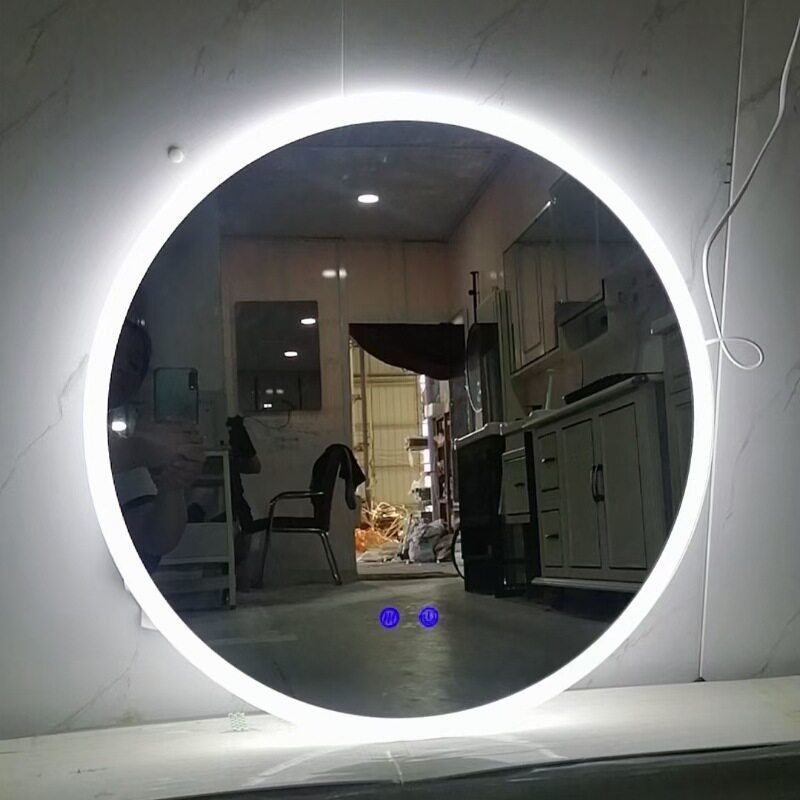 圆形发光化妆镜亚克力边框智能发光镜酒店卫生间洗漱除雾镜
