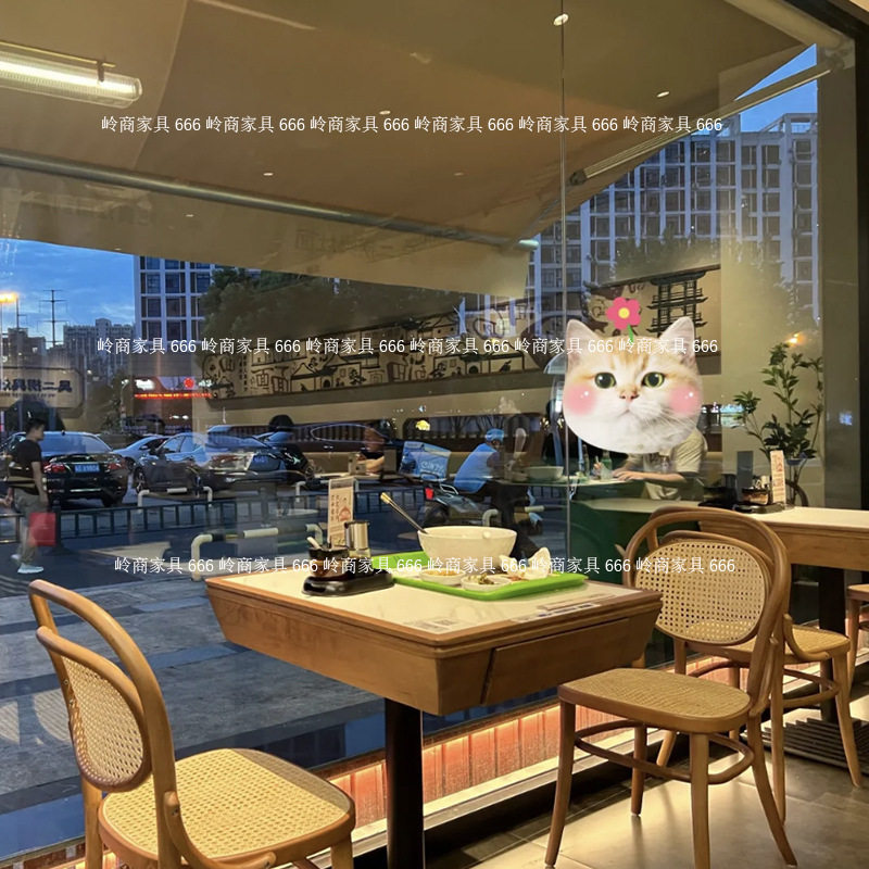 商用实木岩板带抽屉餐桌椅组合