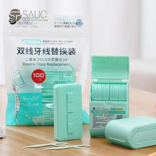 分牙格盒装 新品 牙线超细线牙线棒家用薄荷便收纳携盒双签棒