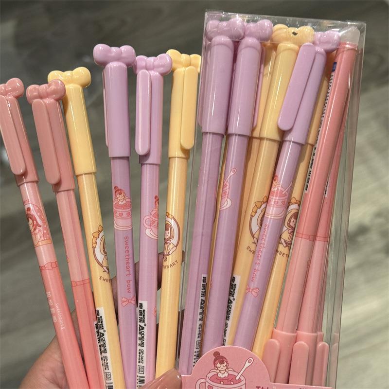 可擦笔风拔帽蓝色蝴蝶结造型笔少女心学生磨磨乐热可擦中性笔