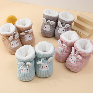 9个月婴儿加绒鞋 秋冬季 子3 袜1岁男女新生儿保暖 软底宝宝棉鞋