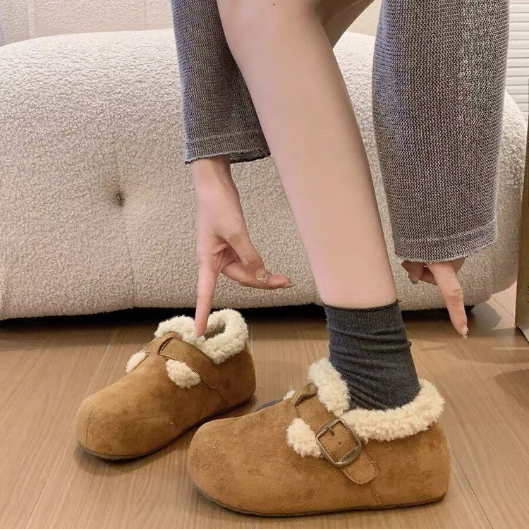 2025秋冬季勃肯鞋厚底保暖毛毛鞋