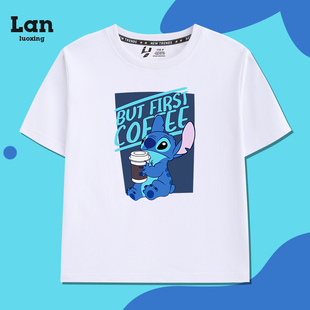 2025夏装美式复古史迪仔短袖t恤男女童薄款半袖上衣儿童宽松体恤