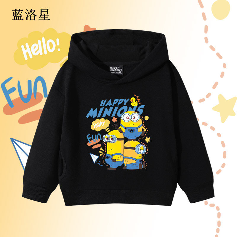 卡通大眼萌卫衣男童女童2025新款秋冬款纯棉宽松长袖学生加绒外套