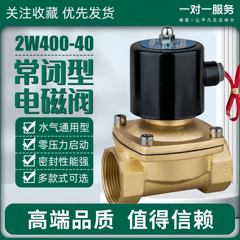 常闭铜电磁阀水阀气阀2W400-40电磁开关阀电磁控制阀AC220V DC24V