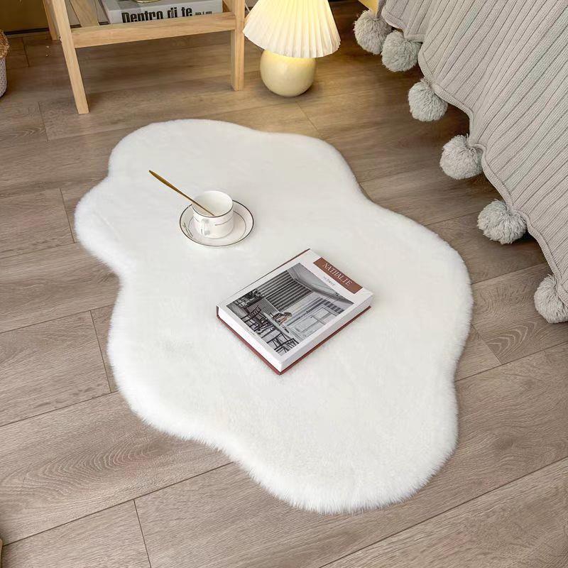 白色兔毛绒云朵地毯少女卧室床边地垫客厅镜前毛垫衣帽间飘窗垫