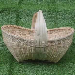 定人手工编织船形中号竹篮元宝形手提菜篮竹篮子装鸡蛋水果卖竹编