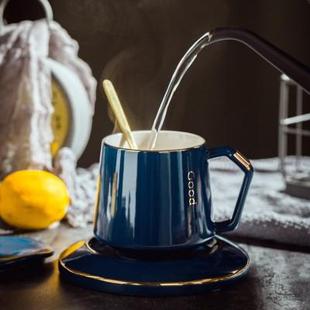 创意陶瓷马克杯茶水杯带盖勺刻字潮流家用情侣喝水咖啡杯定制LOGO