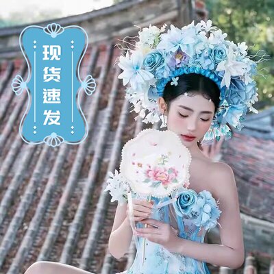 泉州浔埔簪花头饰成品赵丽颖同款仿真花环头饰儿童成人汉服配饰