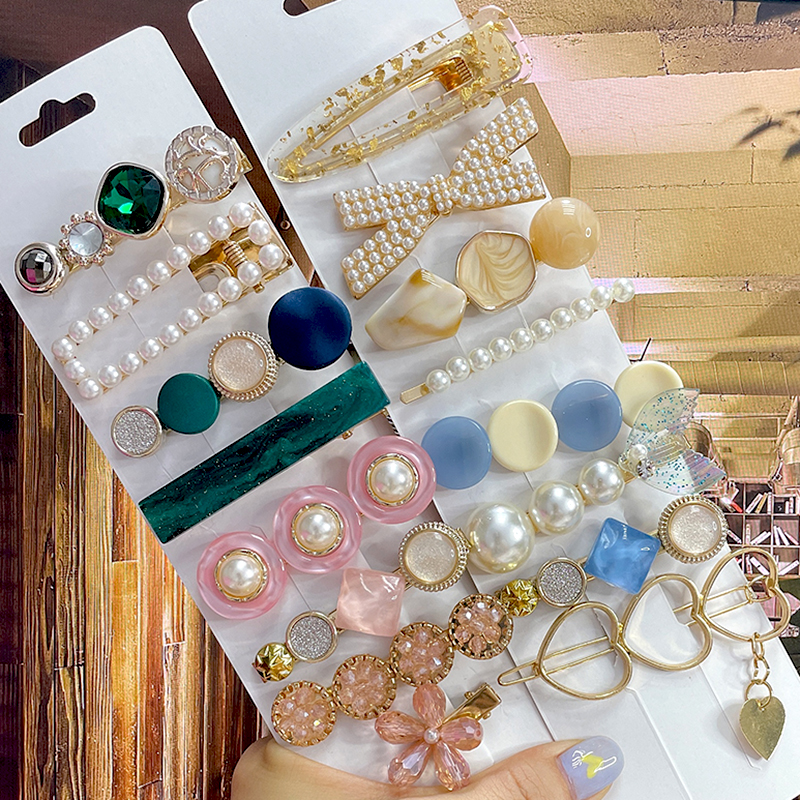 速发New Fashion Pearl Hair Clip For Women 2022 Girls Geometr