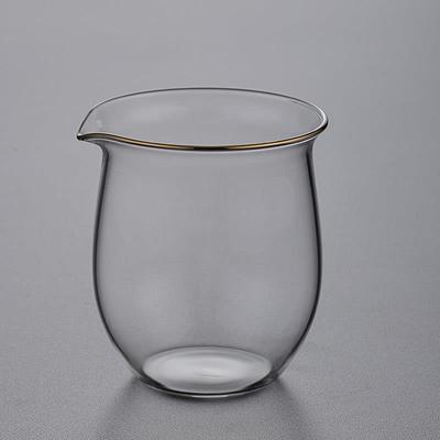 品德坊耐热玻璃无耳公道杯分茶器加厚描金公杯功夫茶具无忧茶海
