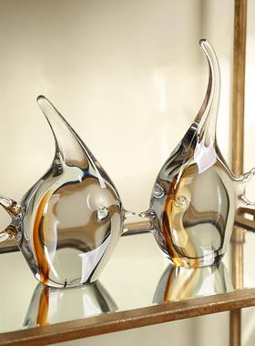 招财鱼抽象热带鱼琉璃摆件简约客厅样板房玄关装饰品年年有余送礼