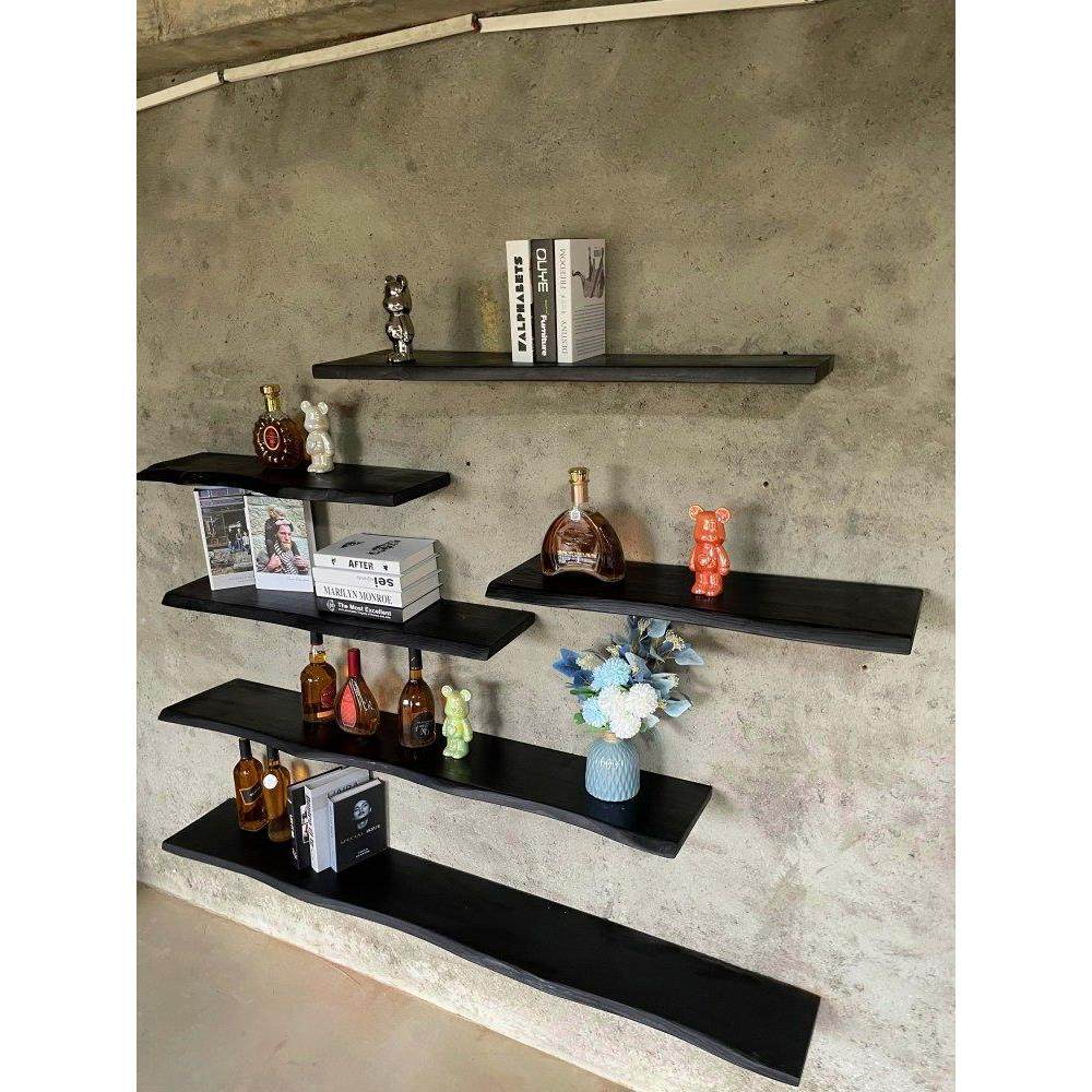 墙上复古置物架墙壁书架挂墙隔板壁挂式展示架一字板上墙碳化层板,住宅家具,搁板/置物架/家用陈列架,淘宝优惠券,粉丝福利购,淘宝优惠卷