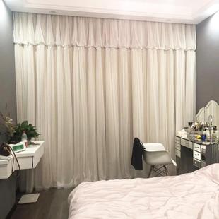 公主风遮光窗帘网红ins风北欧现代双层蕾丝布纱少女客厅卧室新款