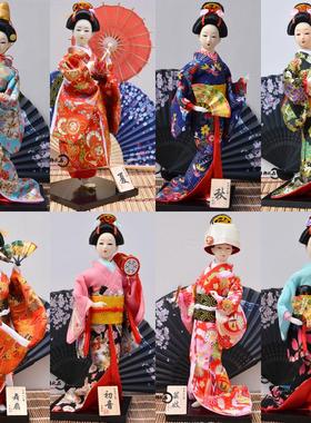 日本艺妓人偶娃娃人形娟人和服娃娃日式家居手工艺品酒店摆件礼品