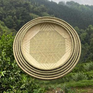 手工精编精品竹筛竹匾有孔米筛无孔簸箕豆子筛竹大孔晒茶叶五件套