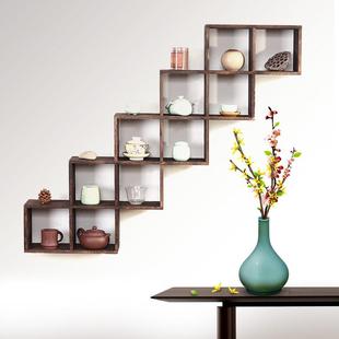 实木小博古架多宝阁架子壁挂置物架客厅书房装饰架中式茶壶展示架