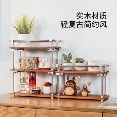 森木良品桌面黑胡桃木光轴置物架中古工业风收纳架咖啡杯架展示架