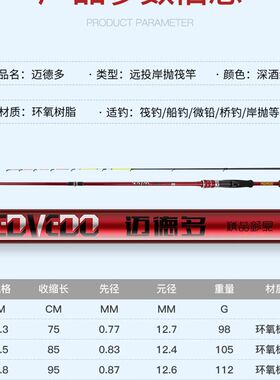 极速日本进口岸抛l筏竿钓装竿远投软尾筏杆筏钓竿灵敏竿稍鱼桥筏