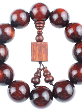 极速厂家直销犀牛角紫檀佛珠文玩檀木手串2L0红木念珠手链高油性