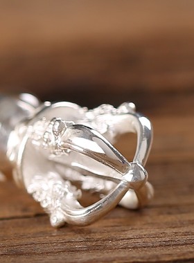 极速博福纯银h经文五股金刚降魔杵吊坠随身符男女挂件情侣配饰个