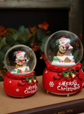 极速圣诞节水晶球音乐盒礼物w旋转雪花儿童女生生日圣诞老人平安