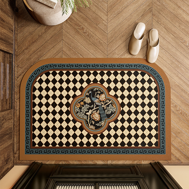 极速中式b入户进大门口防滑皮革地垫玄关踩脚垫复古可裁剪易打理