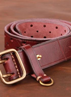 极速Doauble-pin Copper Buckle Mens Luxury Fashion Belt Retro