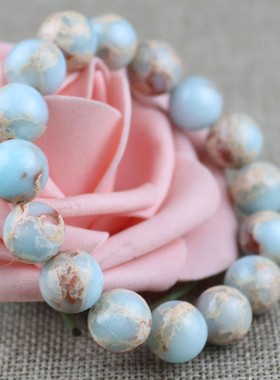 极速寿山石手串蓝色手链甜美女生A学生饰品情侣礼物男女简约小礼